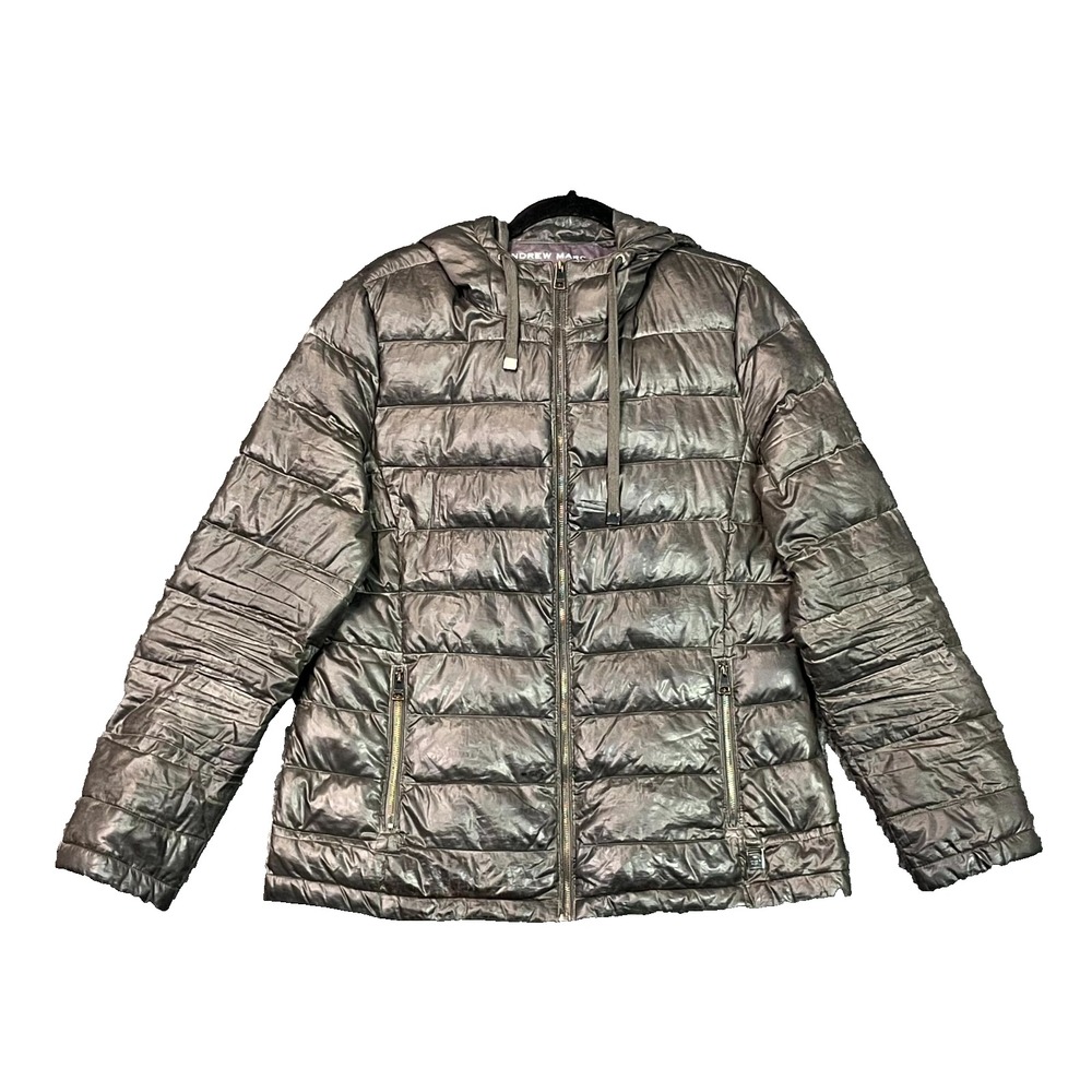 Andrew Marc Packable Lightweight Premium Down Puffer Jacket Men L Retro Gorpcore